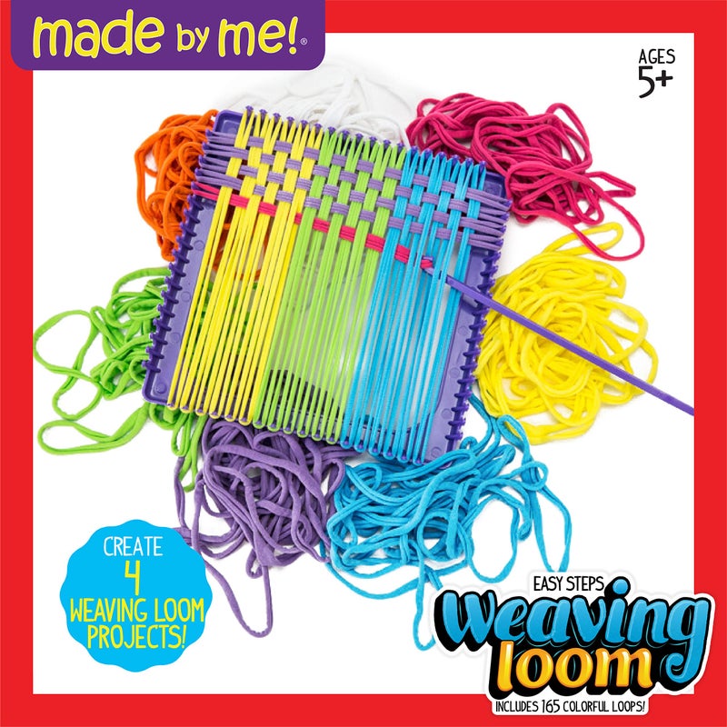 Made By Me Easy Steps Weaving Loom for Kids, Includes 165 Loom Loops & 1 Weaving Loom with Loom Hook, Makes 4 Projects, Hook & Loop Potholder Kit, DIY Weaving Kit, Potholder Loom Kit, Kids Crafts - Image 2